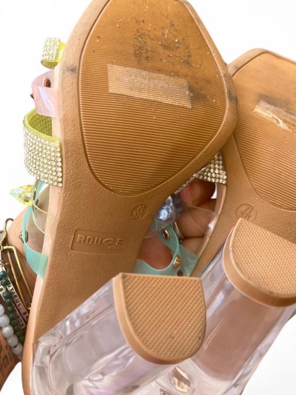 Rouge Helium Jeweled Sandals High Heels Size 7.5 - Picture 8 of 9